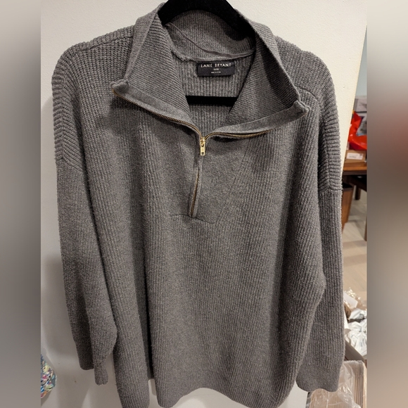Lane Bryant Charcoal Quarter-Zip Sweater - Picture 1 of 7